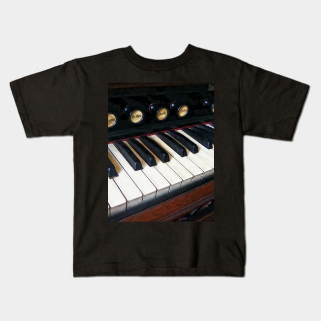 Organ Keyboard Closeup Kids T-Shirt by SusanSavad